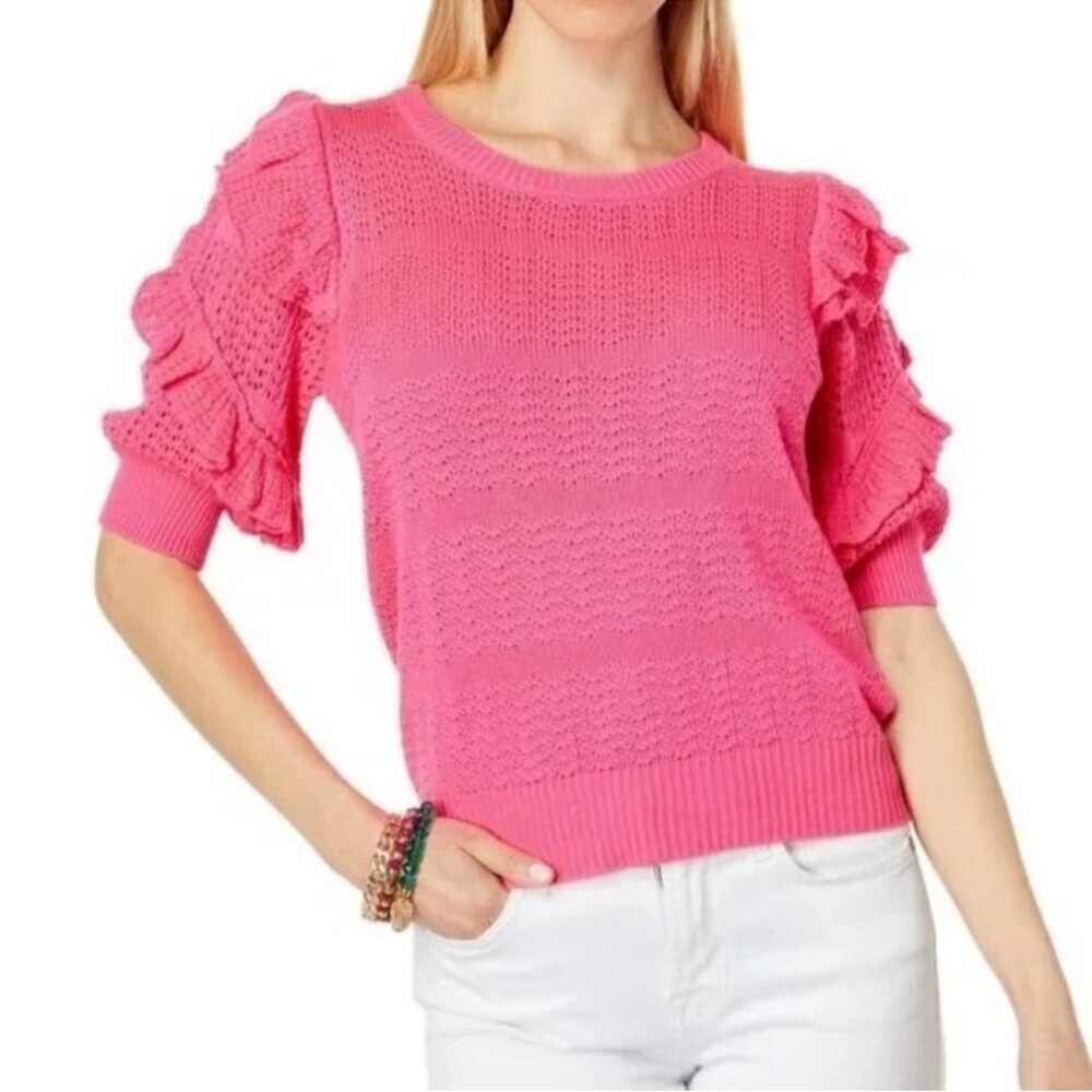 Lilly Pulitzer Pink Isabeli Ruffle Sweater